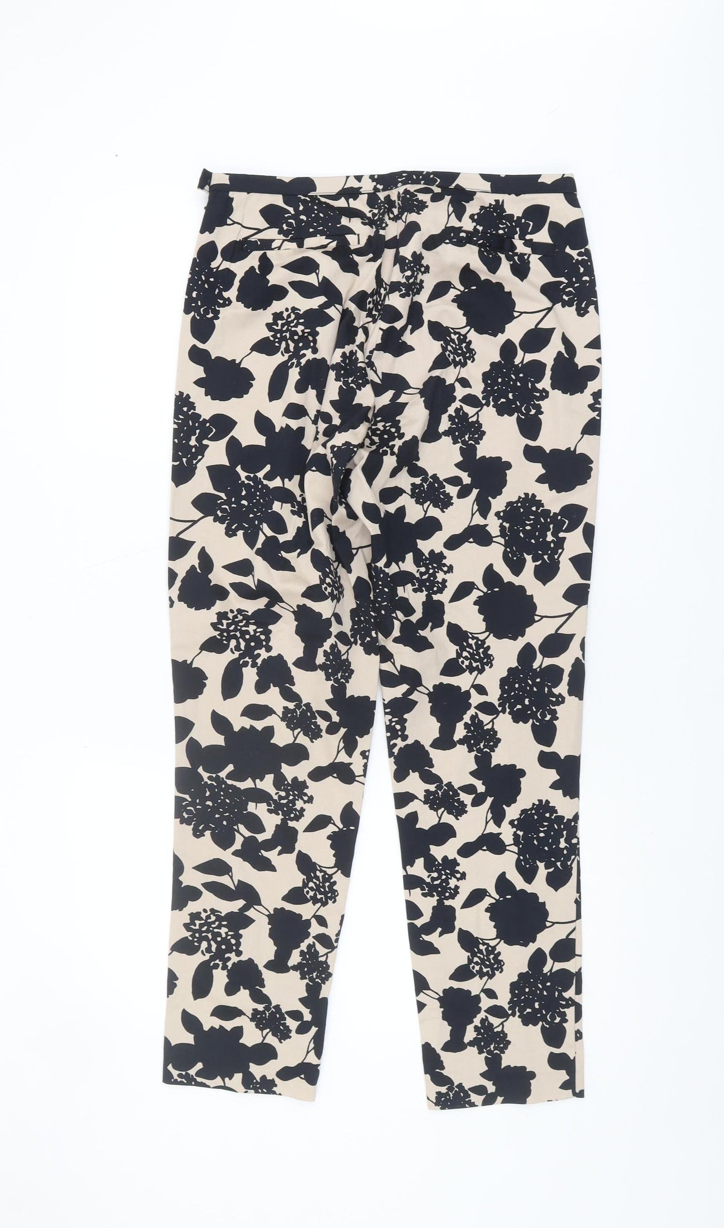 Laura Ashley Women's Beige Floral Trousers, Size 12