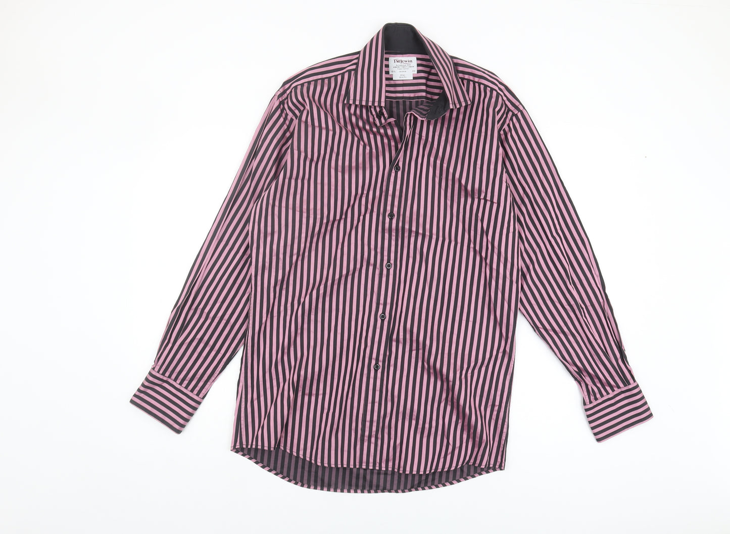 T.M.Lewin Pink Striped Slim Fit Shirt - 15.5