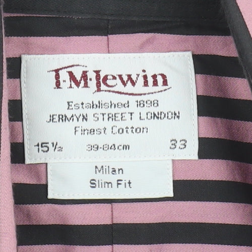 T.M.Lewin Pink Striped Slim Fit Shirt - 15.5