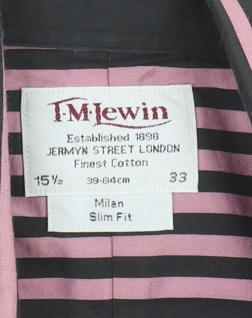 T.M.Lewin Pink Striped Slim Fit Shirt - 15.5