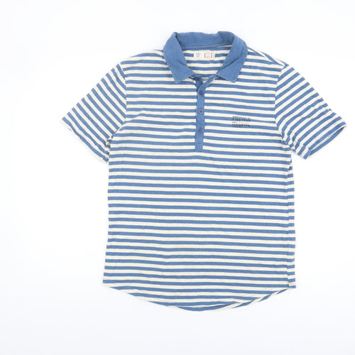 Firetrap Men's Blue Striped Polo Shirt XL