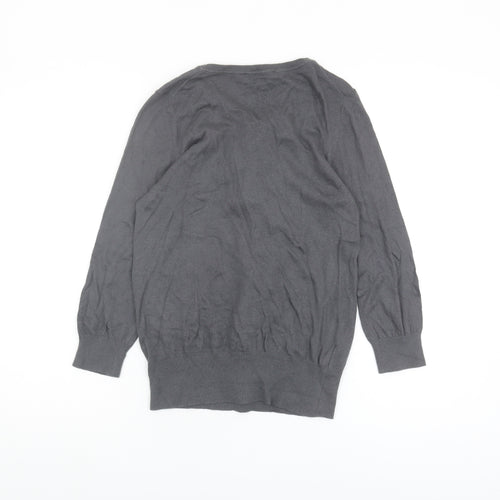 Laura Ashley Grey Pullover Jumper, Size 10, Ruffle Accent