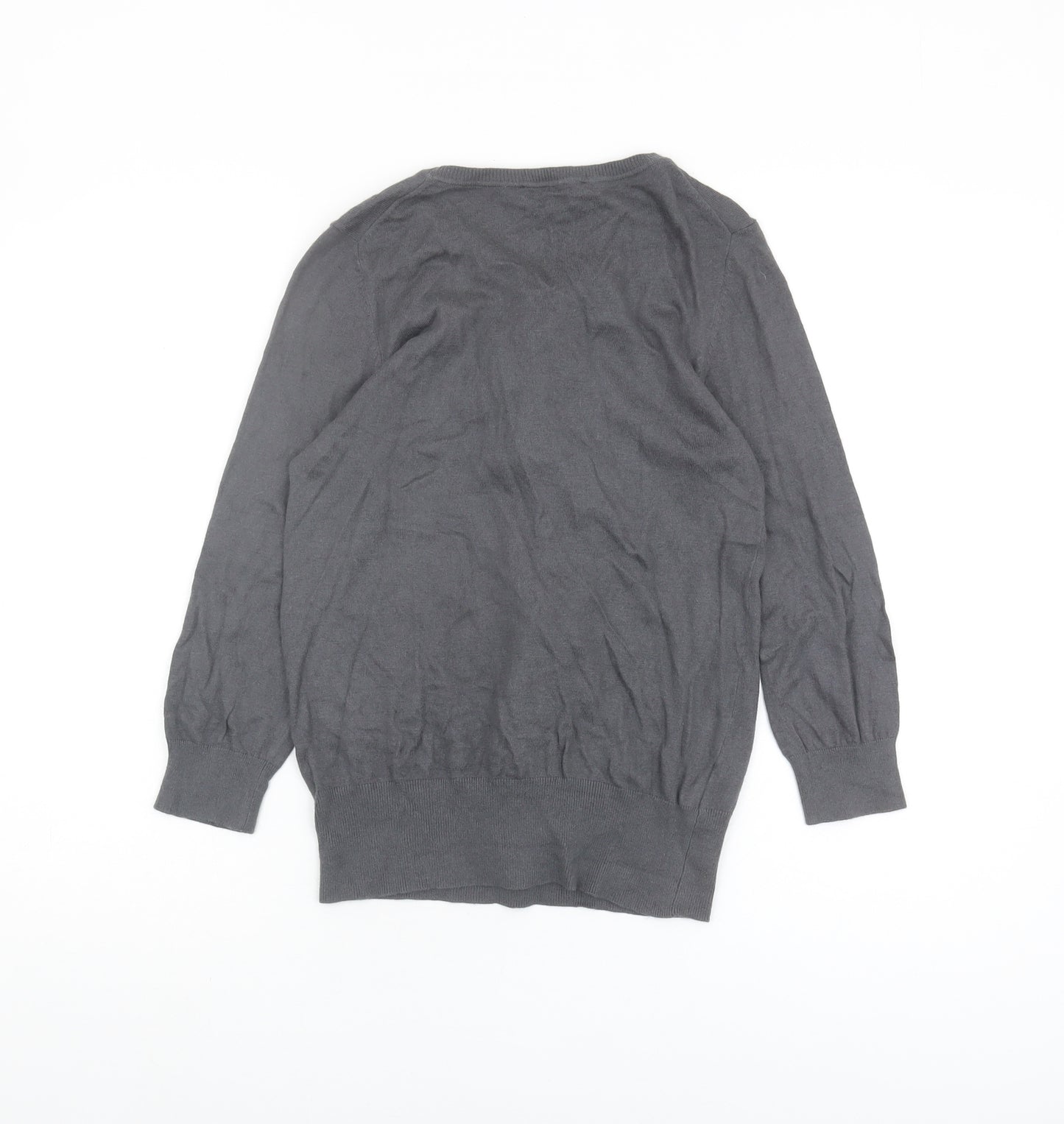 Laura Ashley Grey Pullover Jumper, Size 10, Ruffle Accent