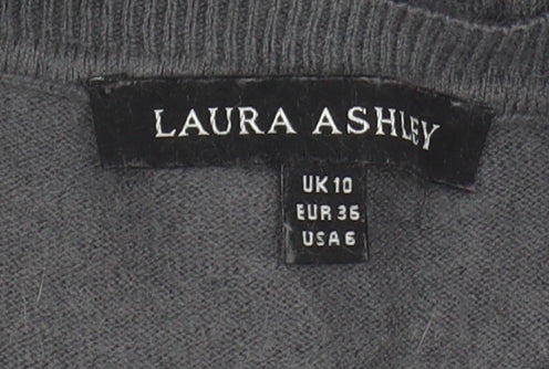 Laura Ashley Grey Pullover Jumper, Size 10, Ruffle Accent