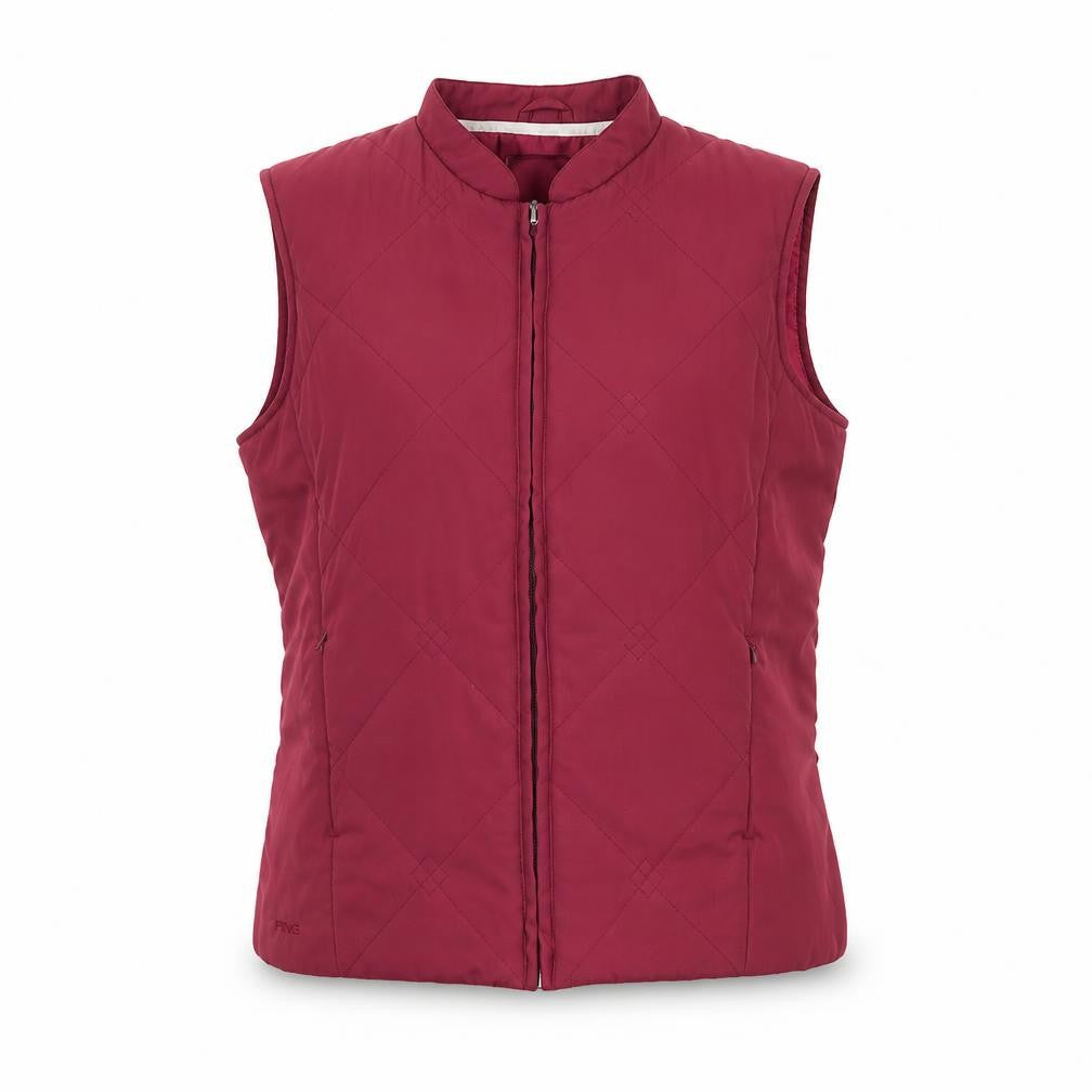 Front view of Ping Collection Women's Red Quilted Waistcoat, size 14