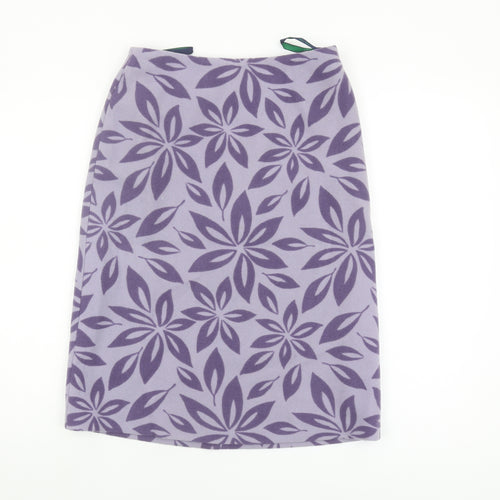 Boden Women's Purple Floral Wool Skirt, Size S