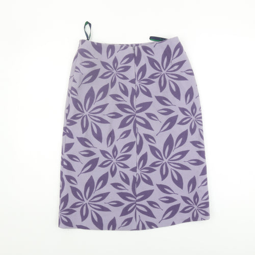 Boden Women's Purple Floral Wool Skirt, Size S