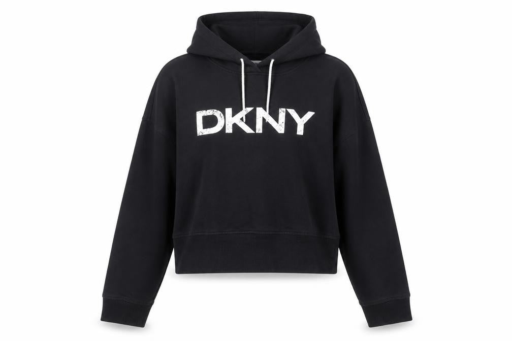 Front view of DKNY Sport Women's Black Pullover Hoodie L Regular