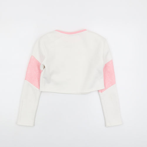 McKenzie Girls White Pink Sweatshirt 12-13 Years Logo Crew Neck