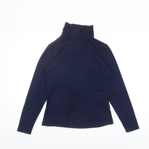 WoolOvers Women's Blue Roll Neck Long Sleeve Top - S