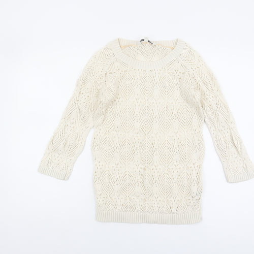 Fat Face Women’s Ivory Open-Knit Jumper, Size 8