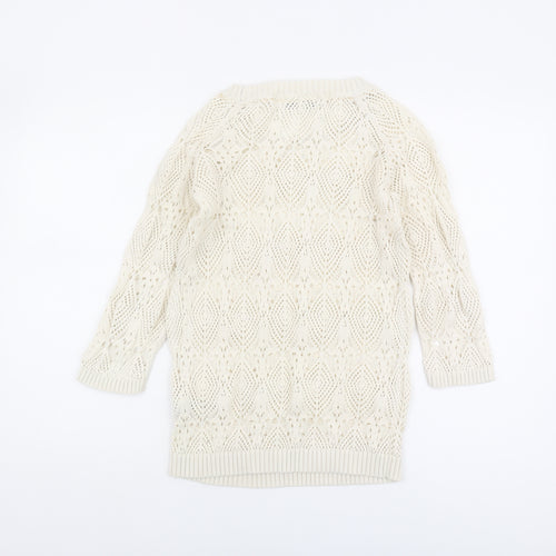 Fat Face Women’s Ivory Open-Knit Jumper, Size 8