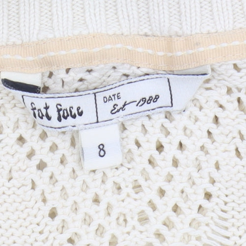 Fat Face Women’s Ivory Open-Knit Jumper, Size 8