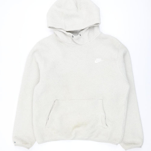 Nike Unisex Ivory M Pullover Hoodie with Logo & Pocket