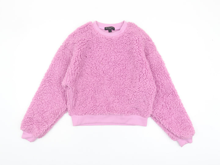 Brave Soul Women's Pink Fleece Pullover Sweatshirt S