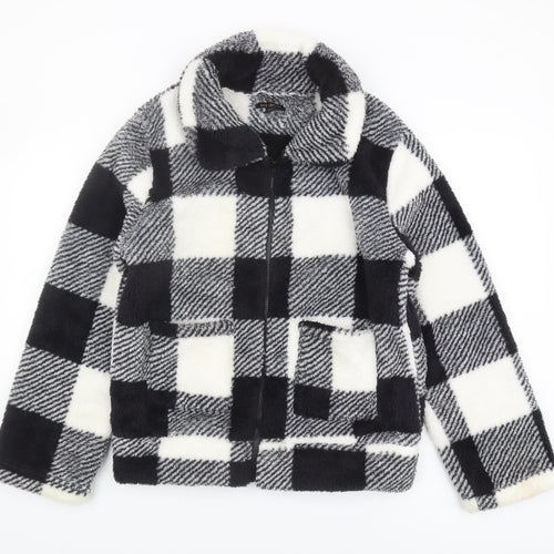 QED London Women's Black Check Jacket Size L Zip