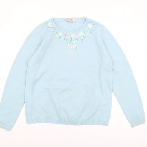 Honor Millburn Women's Blue Jumper M Embroidered Knit