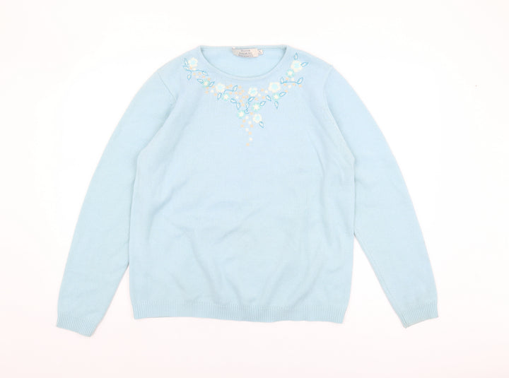 Honor Millburn Women's Blue Jumper M Embroidered Knit