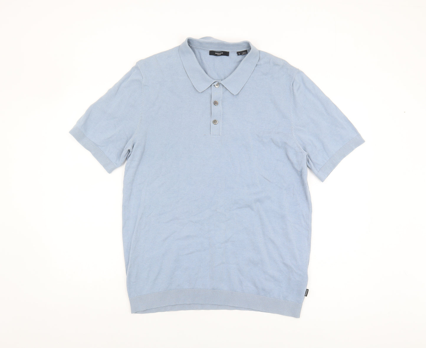 Jack & Jones Men's Blue Polo Shirt, Large, Short Sleeve
