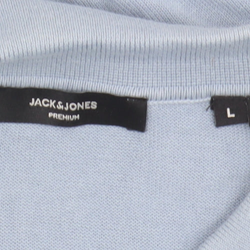 Jack & Jones Men's Blue Polo Shirt, Large, Short Sleeve