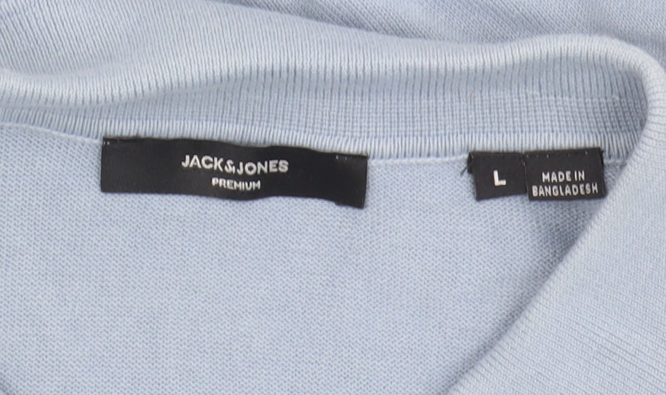 Jack & Jones Men's Blue Polo Shirt, Large, Short Sleeve