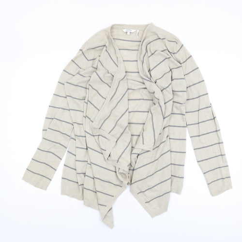 Fat Face Women's Beige Striped Open Front Cardigan, Size 12