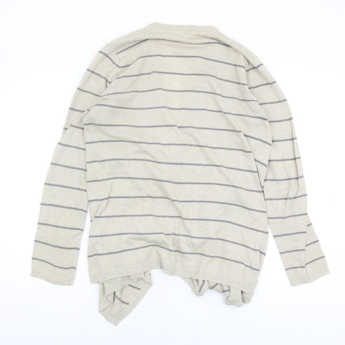 Fat Face Women's Beige Striped Open Front Cardigan, Size 12