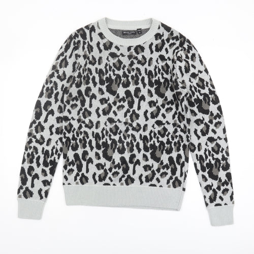 Brave Soul Women's Grey Animal Print Pullover Jumper M