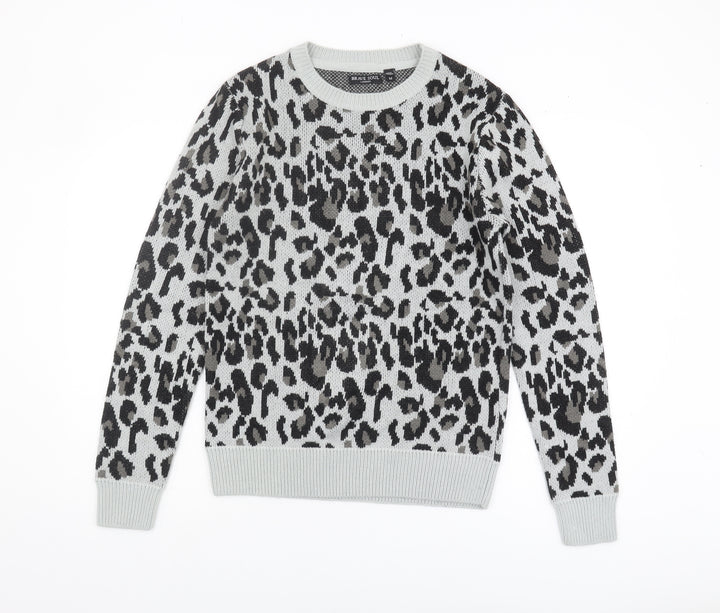 Brave Soul Women's Grey Animal Print Pullover Jumper M