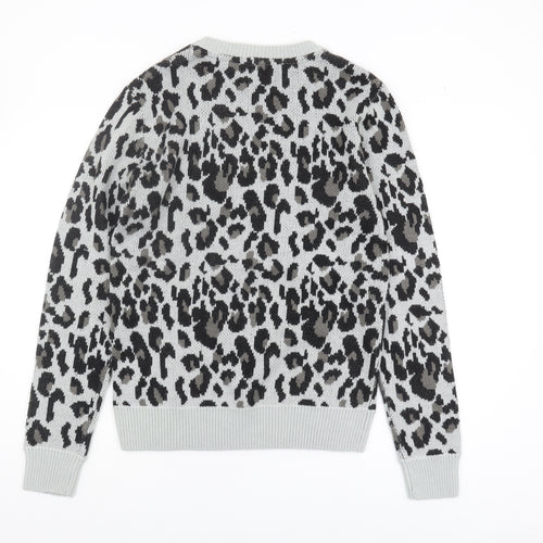 Brave Soul Women's Grey Animal Print Pullover Jumper M