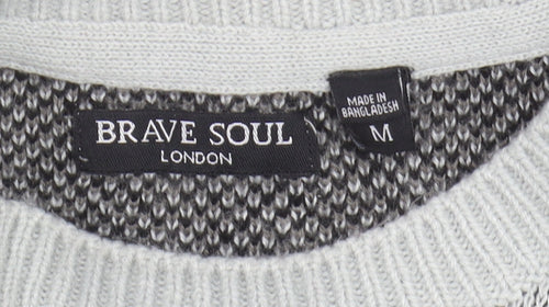Brave Soul Women's Grey Animal Print Pullover Jumper M