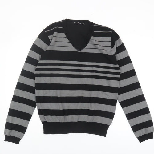 Brave Soul Men's Black Striped Pullover Jumper M