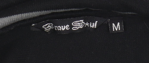 Brave Soul Men's Black Striped Pullover Jumper M