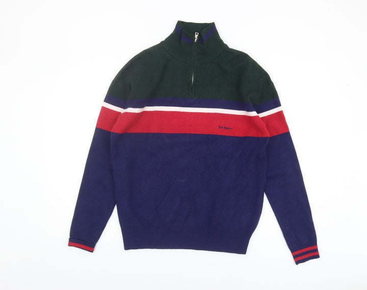 Urban Outfitters Men's Multicoloured Small Striped Full Zip Jumper