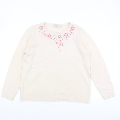 Honor Millburn Beige Embroidered Women's Pullover Jumper M