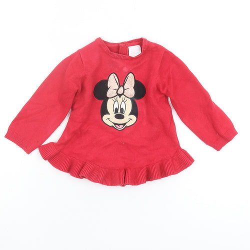 Disney Red Minnie Mouse Jumper 6-9M Unisex Baby Knitwear