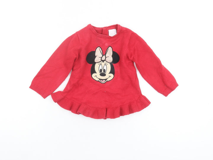 Disney Red Minnie Mouse Jumper 6-9M Unisex Baby Knitwear