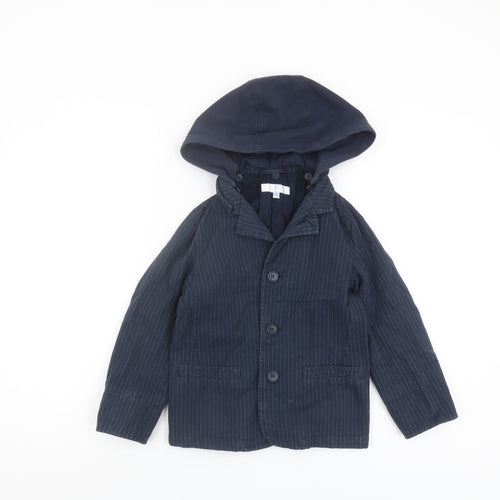 Jasper Conran Boys Blue Pinstripe Hooded Jacket, 7 Years