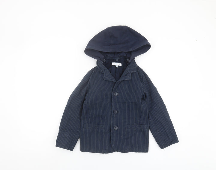 Jasper Conran Boys Blue Pinstripe Hooded Jacket, 7 Years