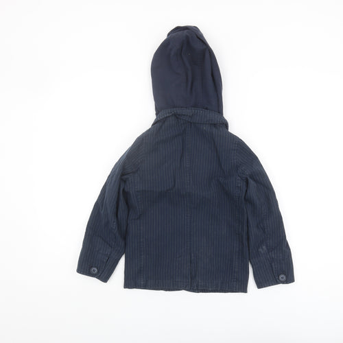 Jasper Conran Boys Blue Pinstripe Hooded Jacket, 7 Years