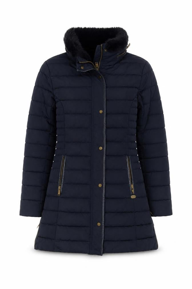 Front view of Firetrap Women's Blue Puffer Jacket, size 10