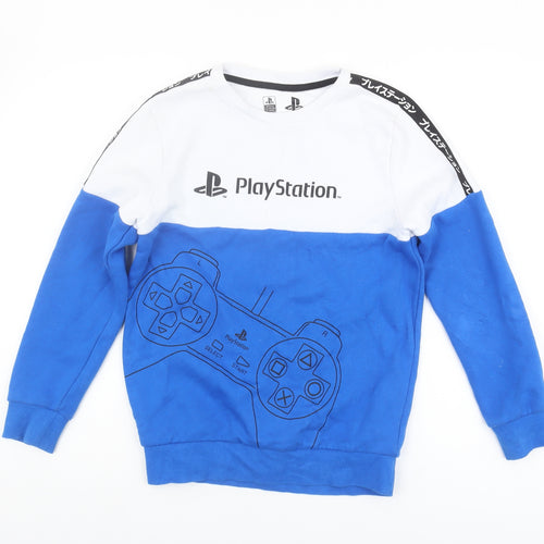 PlayStation Boys Blue White Pullover Sweatshirt Size 11 Years