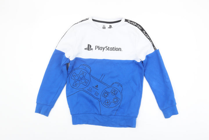 PlayStation Boys Blue White Pullover Sweatshirt Size 11 Years