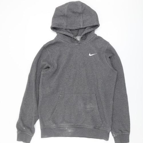 Nike Men's Grey Pullover Hoodie S Logo Accent