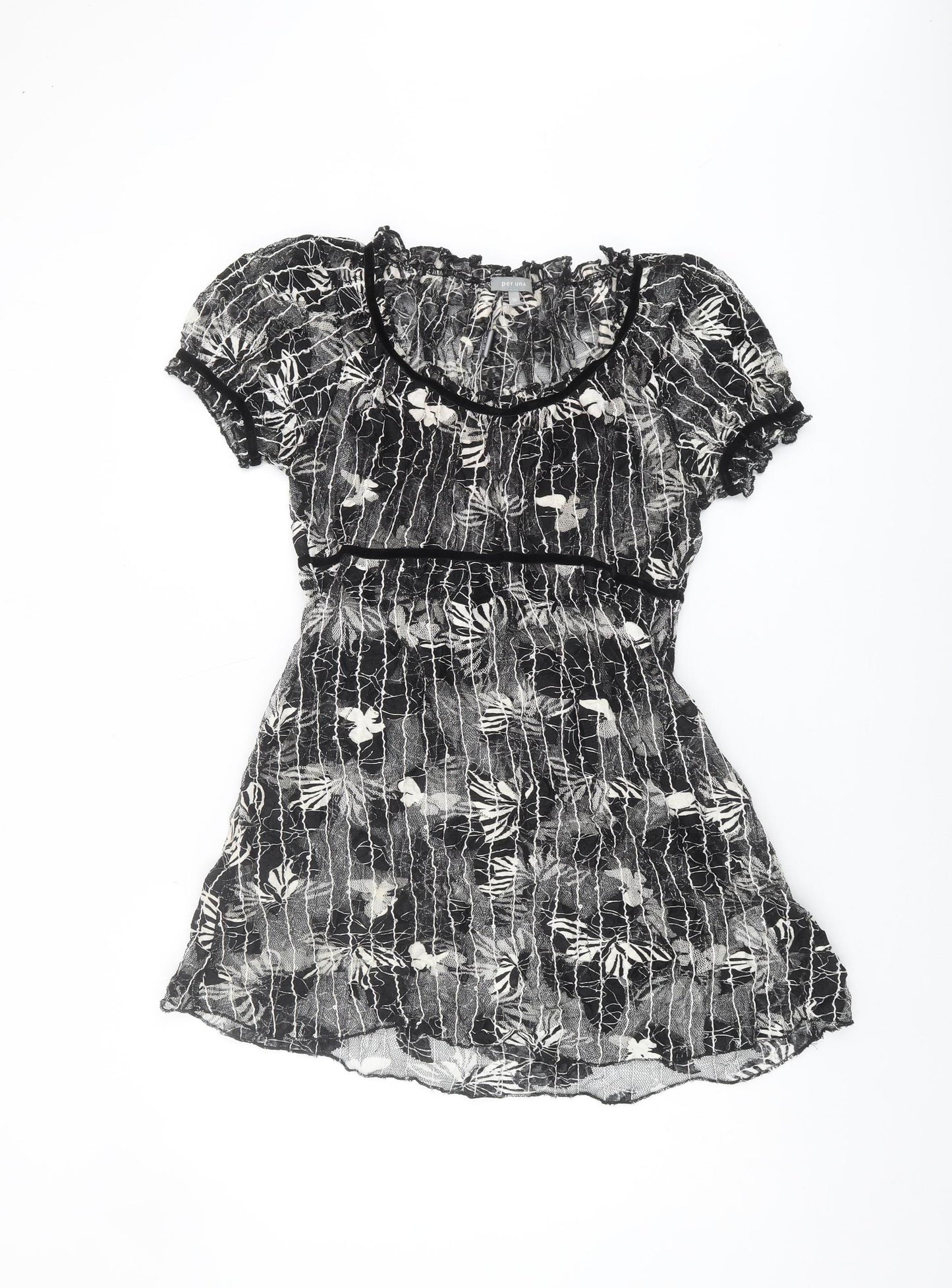 Per Una Women's Black Floral Mesh Dress Size 16