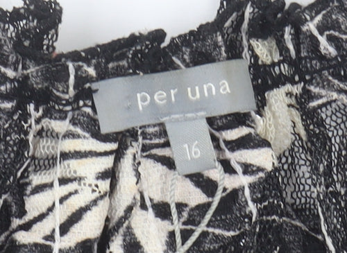 Per Una Women's Black Floral Mesh Dress Size 16