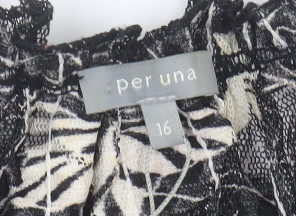 Per Una Women's Black Floral Mesh Dress Size 16