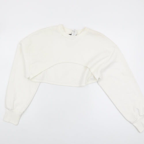 Zara Women's White Pullover Sweatshirt, Size L, Casual Knit