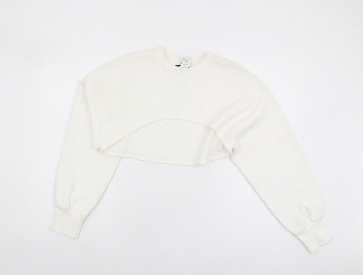 Zara Women's White Pullover Sweatshirt, Size L, Casual Knit