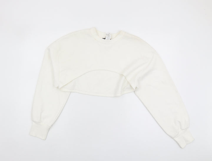 Zara Women's White Pullover Sweatshirt, Size L, Casual Knit